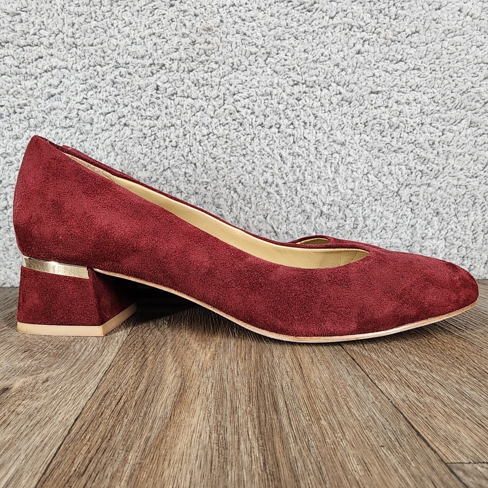 Lafayette 148 New York Burgundy Suede Block Heel Pumps Shoes Size 6M 36